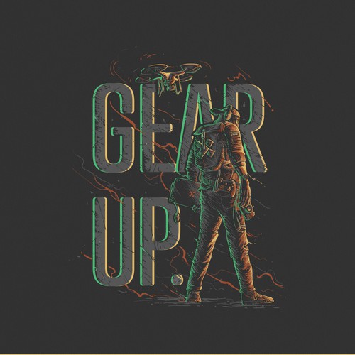 Neon design with the title 'Gear up t-shirt for X-team'