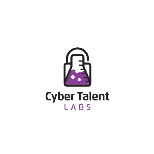 Beaker logo with the title 'Logo Designs for Cyber Talent Labs'
