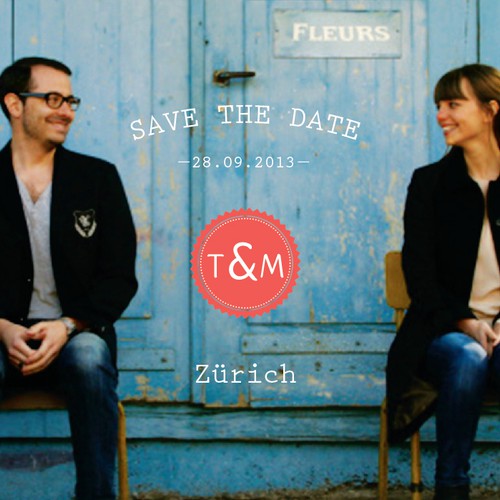Save the date design with the title 'card or invitation für Tina & Marc'