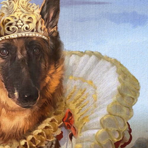 Painting artwork with the title 'Dog Portrait'