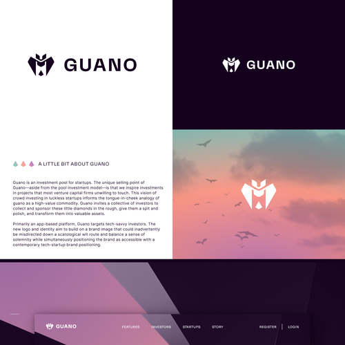 Jewel design with the title 'Guano Naming   |   Logo   |   Identity'