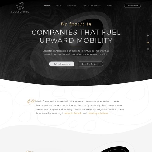 Portfolio website with the title 'Powerful Squarespace web design to catapult capital venture fund changing the world for the better.'