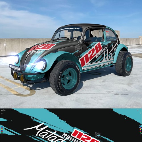 VW design with the title '1974 VW Beetle Baja Style'
