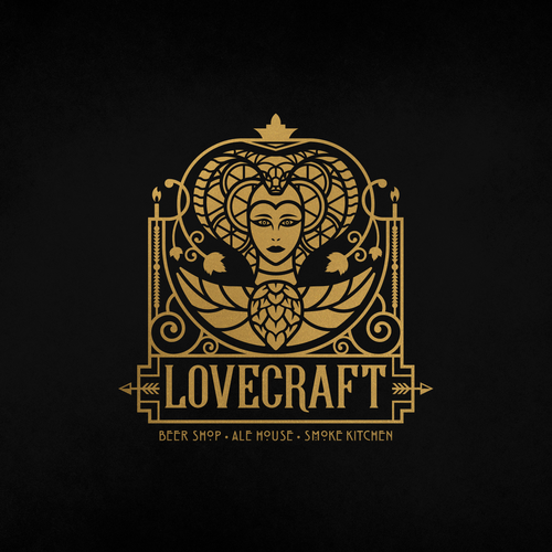 Snake design with the title 'Lovecraft Beer Bar logo'