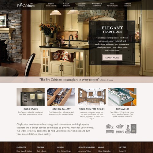 Cabinet design with the title 'Website Design for Pro Cabinets Direct'