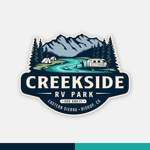 Road trip logo with the title 'Logo Concept for Creekside RV Park'