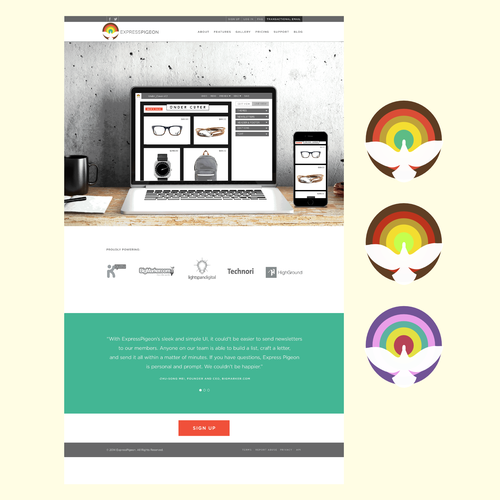 Pigeon logo with the title 'Logo for ExpressPigeon Email Marketing Startup'