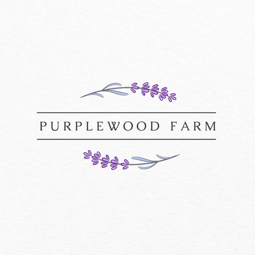 Farm design with the title 'Logo for Lavander Farm Purplewood '
