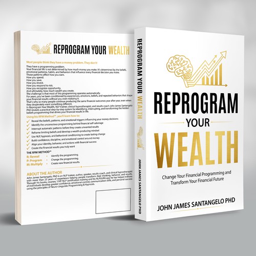Financial book cover with the title 'REPROGRAM YOUR WEALTH'