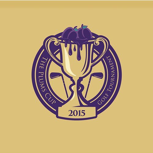 Plum logo with the title 'The Plums Cup - Golf Tournament Logo Design'