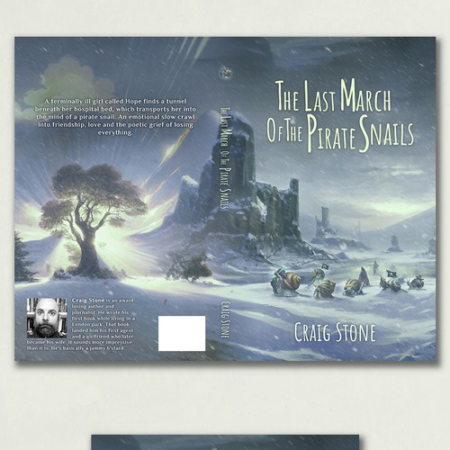 Painting book cover with the title 'The Last March of The Pirate Snails Book Cover'
