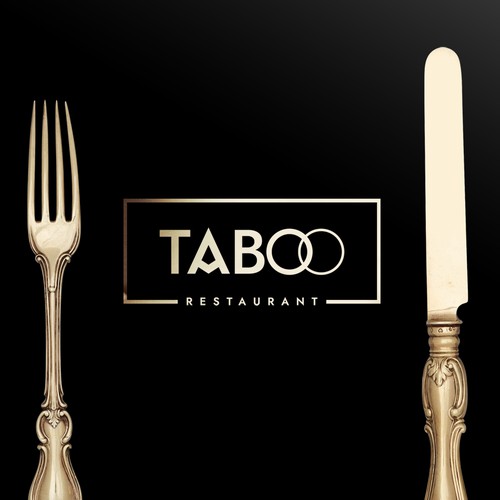 Black and gold logo with the title 'Logo for Luxury Restaurant'