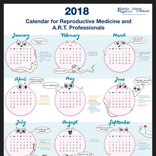 Calendar design with the title 'Calendar with sperm and egg artwork'