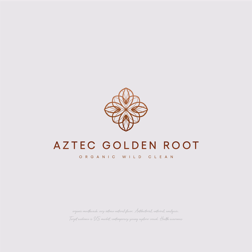 Tree root logo with the title 'aztec golden root'