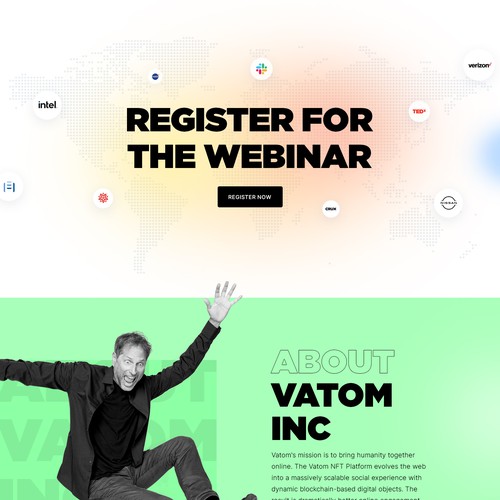 Webinar design with the title 'Landing Page for NFT Webinar'
