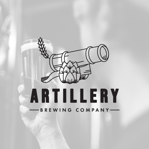 Cannon design with the title 'Artillery Brewing Logo Design'