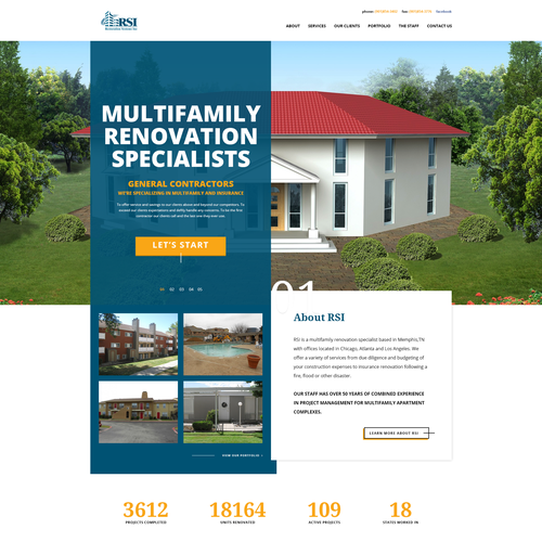 Renovation design with the title 'Homepage Design Concept for Restoration Systems Inc '
