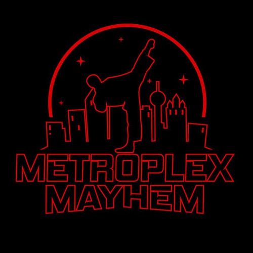 Red t-shirt with the title 'METROPLEX MAYHEM'