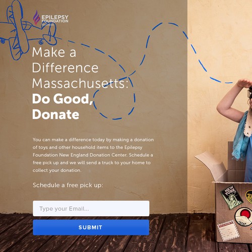 Page design with the title 'Toy Donation Landing Page'