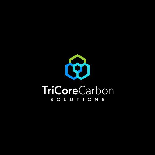 Environmental logo with the title 'tri core hexagon concept'