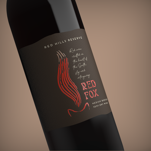 Spot UV design with the title 'Reddish red fox tail label'
