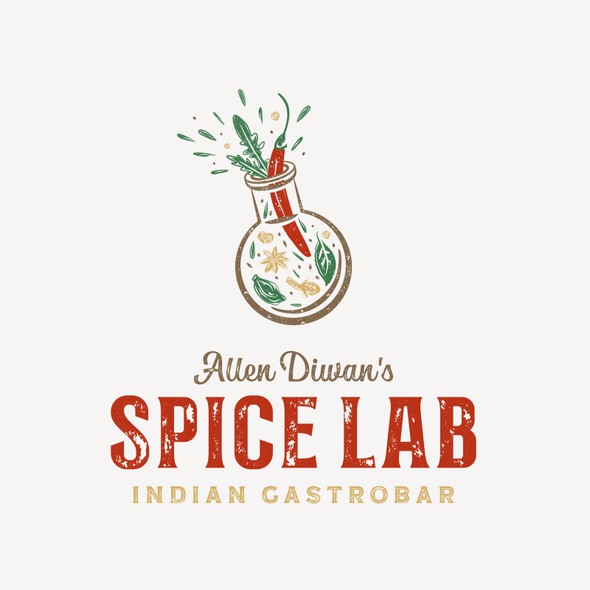 Flask design with the title 'Spice Lab Logo'