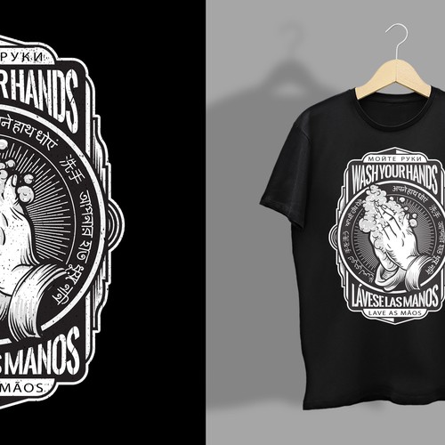 Bold t-shirt with the title 'Hand wash theme design'