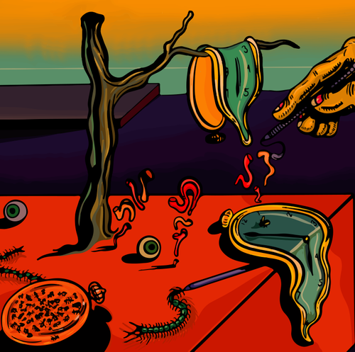 Surreal artwork with the title 'The mute can go beyond the shape that make up your eyes.'