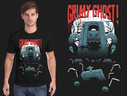 Technology t-shirt with the title 'Create a grotesque and spooky "Grimy Ghost!" t-shirt for our found footage collective!'