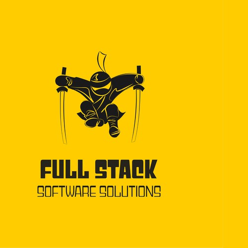 Attack logo with the title 'Double Sword Ninja Mono Color'