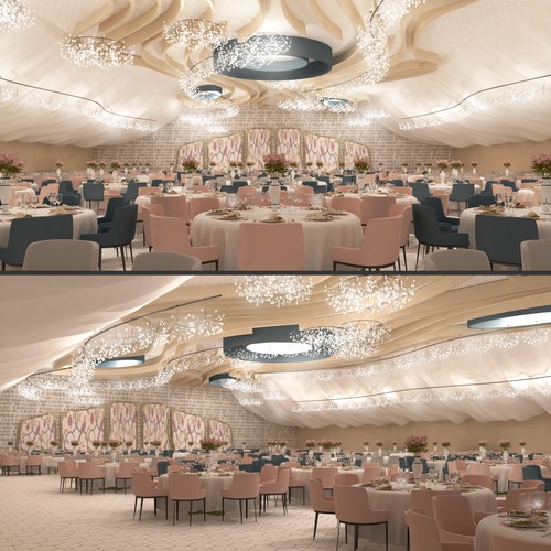 Event planning design with the title 'Tent rendering for Gala'