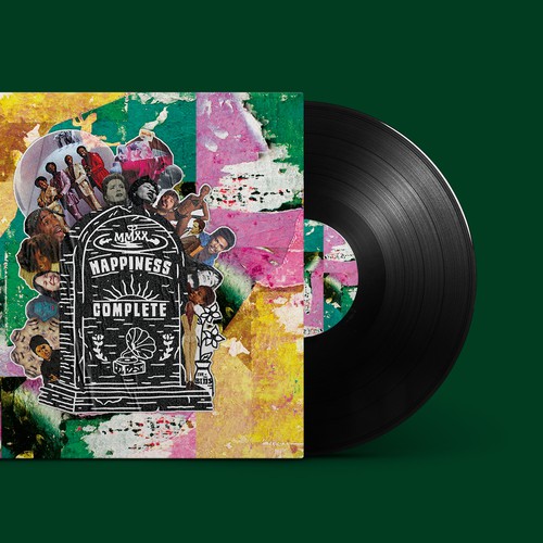 Street art design with the title 'Album cover concept for The Bins'