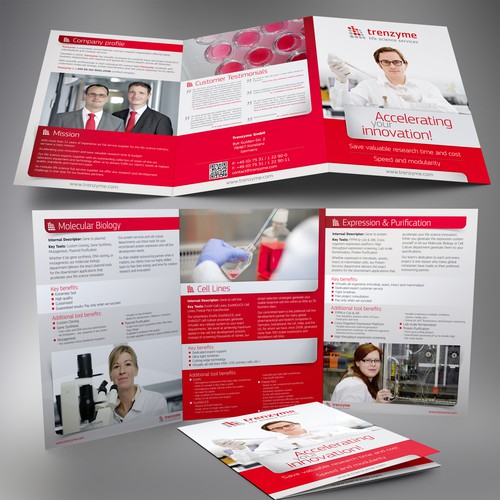 Biology design with the title 'New design of company brochure Trenzyme GmbH'