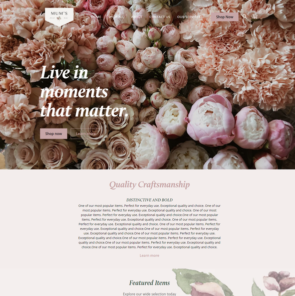 Resort design with the title 'SQUARE ONLINE STORE | Design for Mums Floral'