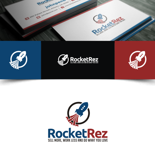 Ticket design with the title 'Create the next logo for RocketRez'