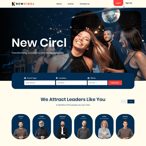 Event website with the title ' Community Driven Events for Executives'