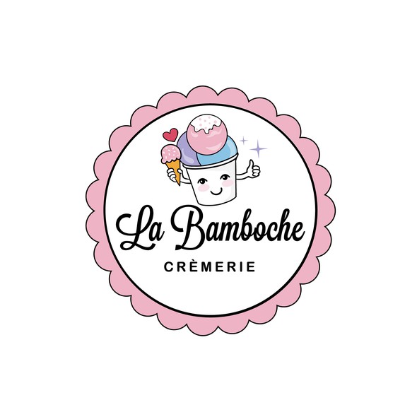 Ice cream shop design with the title 'Fun and cute logo for La Bamboche Crèmerie'