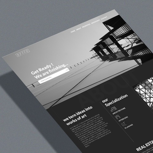 Construction website with the title 'Web Page Design for Real Estate '