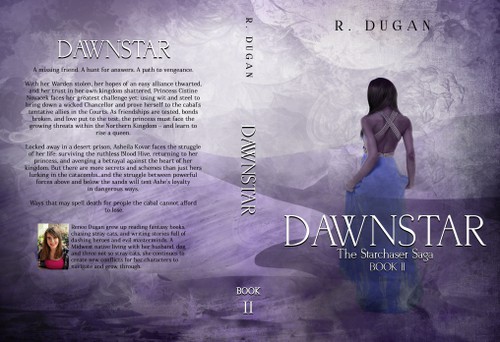 Professional book cover with the title 'The Starchaser Saga: DAWNSTAR'