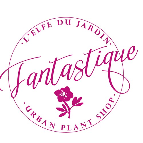 Florist logo with the title 'Fuschia round plant shop logo'