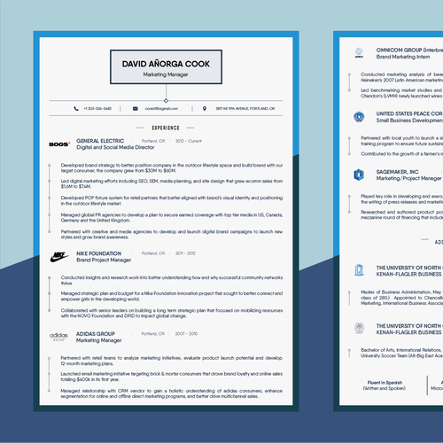 CV design with the title 'Resume'