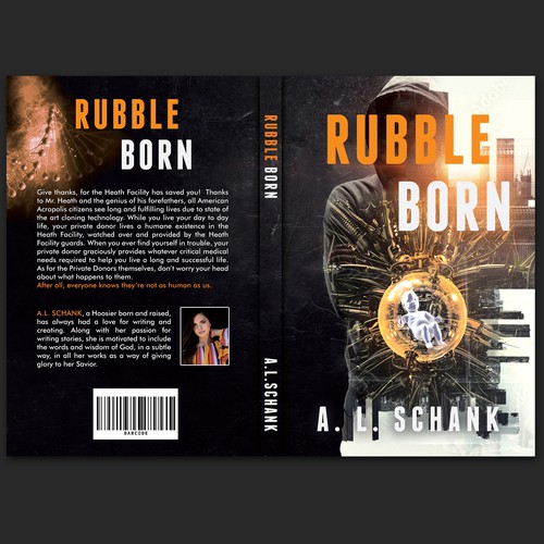 Dystopian book cover with the title '"Rubble Born" Book Cover'