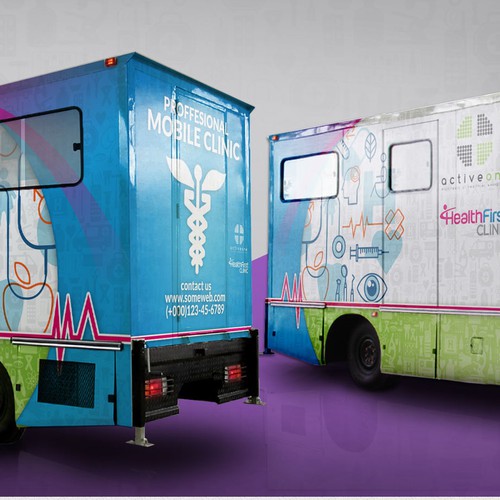 Van design with the title 'Mobile clinic van branding'
