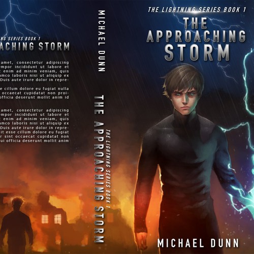 Superhero book cover with the title 'Lightning Series Book 1 Cover'