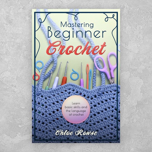 Crochet design with the title 'Crochet handcrafting book cover'