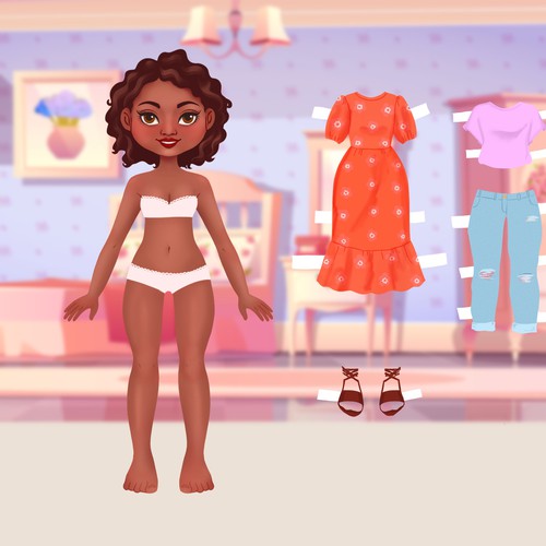 Girly artwork with the title 'Paper doll'