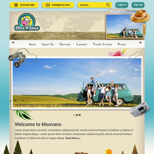 Responsive website with the title 'Camping Van Creative Design'