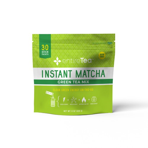 Green tea packaging with the title 'Green Tea Product Packaging'