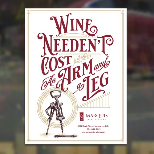 Ad design with the title 'Vintage Poster Ad for Wine Store'