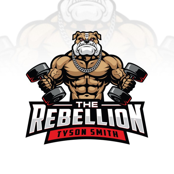 Bulldog mascot logo with the title 'strong logo of the muscular bulldog'